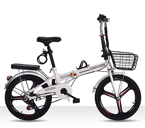 Plegables : Bicicleta Plegable, Bicicletas Plegables De 6 Velocidades Bicicleta Plegable De Acero De Alto Carbono Altura Ajustable, Bicicleta Plegable Para Adultos Con Guardabarros Delantero Y Trasero A, 20in