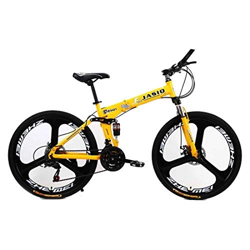 Plegables : Bicicletas de Carretera para Hombre Mujer 21 velocidades (24 velocidades, 27 velocidades) 26 Pulgadas Bicicleta Plegable para Adultos, Yellow, 21speeds