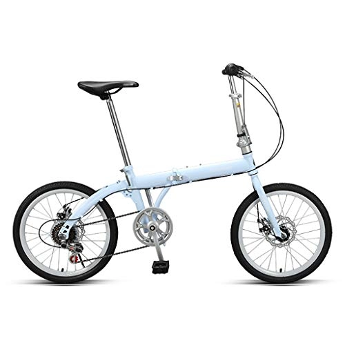 Plegables : GEXIN Bicicleta Plegable de 20 Pulgadas y 6 velocidades, Freno de Disco, Marco de Acero de Alto Carbono y bajo Alcance (Negro / Azul / Rosa)