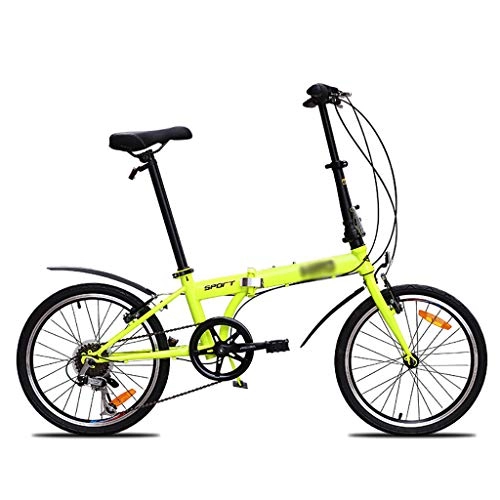 Plegables : GEXIN Bicicleta Plegable - Marco de Acero de Alto Carbono, Bicicleta de 20 Pulgadas y 6 velocidades con Guardabarros