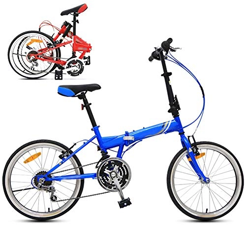 Plegables : JI TA 20 Pulgadas Bici para Adulto, Bicicleta Juvenil Plegable para Niños y Niñas, 21 Velocidades Bici para Hombre y Mujerc, Montar al Aire Libre / Blue