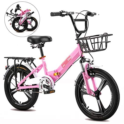 Plegables : Luanda* Bicicleta Plegable para Niños y Niñas, 16, 18, 20 Pulgadas Bici para Niños, Plegable Bikes, Bicicleta Infantil Plegable con Frenos, Edición Clásica Bikes / Pink / 20
