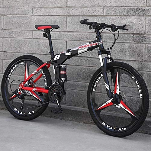 Plegables : Mountain Bike Bicicleta Plegable de 26 Pulgadas Bicicleta de Carretera de montaña portátil Ultraligera para Adolescentes-Safflower_24 speed-26 Pulgadas