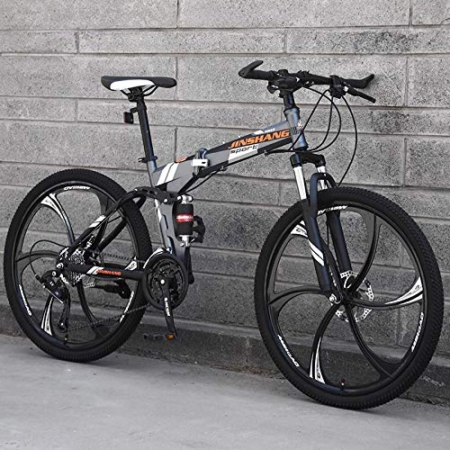 Plegables : Mountain Bike Bicicleta Plegable de 26 Pulgadas Bicicleta de Carretera de montaña portátil Ultraligera para Adolescentes-Six Knife Orange_21 speed-26 Pulgadas