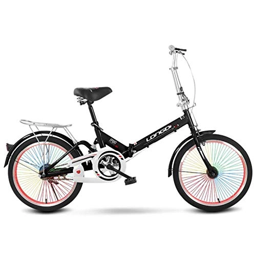 Plegables : Mountain Bike Bicicleta Plegable Neutra para Adultos de 20 Pulgadas, pequeña, Ultraligera, portátil, Mini Bicicleta de Ciudad de una Sola Velocidad-Negro_20 Pulgadas