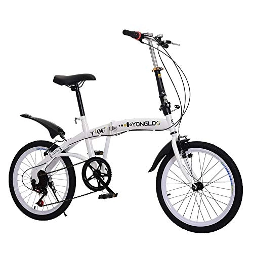 Plegables : Mountain Bike Bicicleta Plegable para Exteriores para Adultos Bicicleta de Ciudad Plegable Ligera de 6 velocidades Bicicleta Neutral portátil con Freno V City Commuting-White_20 Pulgadas