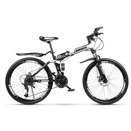 Plegables : MUYU 26 Pulgadas Bicicleta De Montaña Velocidad 21(Velocidad 24, Velocidad 27) Deportes Plegables Bikes Montaña Plegable De Aluminio Doble Freno Disco, Blanco, 21 Speed