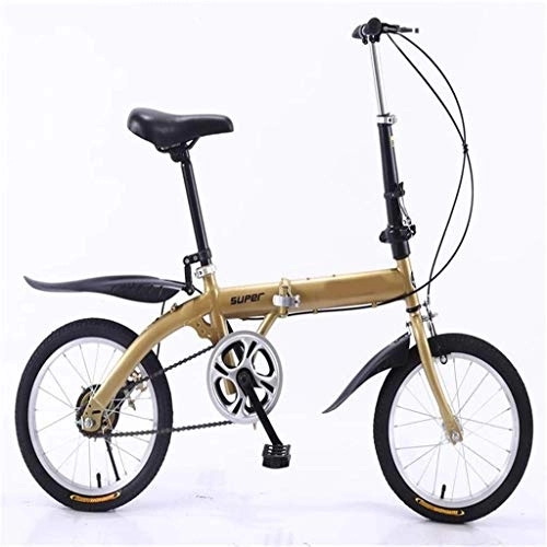 Plegables : Nfudishpu Bicicleta Plegable - Marco de Aluminio Ligero para niños Hombres y Mujeres Bicicleta Plegable 16 Pulgadas, latón