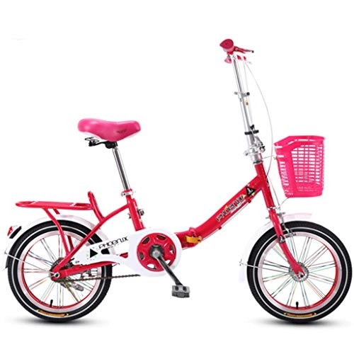 Plegables : Weiyue Bicicleta Plegable- Bicicleta Plegable for niños 16 Pulgadas Bicicleta for niños Masculinos y Femeninos 6-10-12 años Cochecito de bebé Niña Coche de Escuela Primaria (Color : Red)