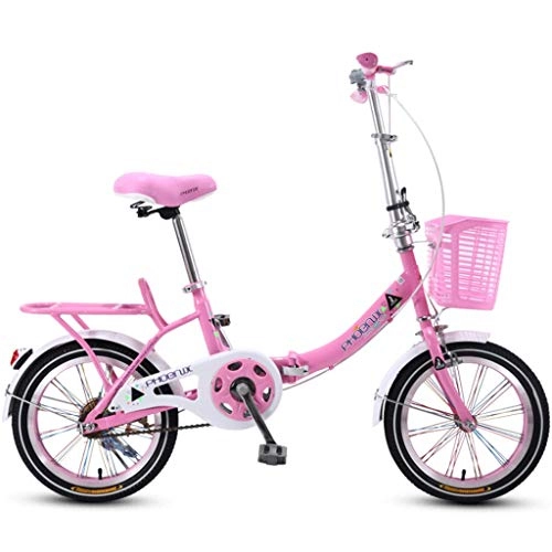 Plegables : Weiyue Bicicleta Plegable- Bicicleta Plegable for niños 20 Pulgadas Bicicleta for niños Masculinos y Femeninos 6-10-12 años Cochecito de bebé Niña Coche de Escuela Primaria (Color : Pink)