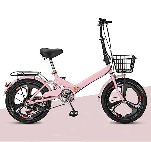 Plegables : WOLWES Bicicleta Plegable 6 Speed Shifte Bicicleta Plegable Ligera de Acero de Alto Carbono Bicicleta portátil con Guardabarros Delantero y Trasero para Adolescentes, Hombres, Mujeres A, 20in