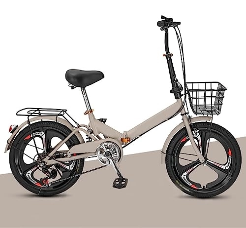 Plegables : WOLWES Bicicleta Plegable Bicicletas de Acero al Carbono 6 Frenos en V de Velocidad Variable, Marco de Acero de Alto Carbono Bicicletas Plegables Bicicletas portátiles para Hombres y Mujeres B, 20in