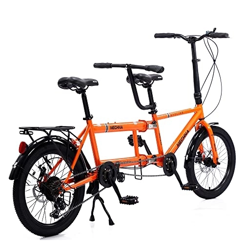 Tándem : SASOKI Bicicleta tándem, bicicleta plegable para tres personas, material de acero de alto carbono, resistente al óxido y duradera, ideal para viajes familiares y paseos en pareja..