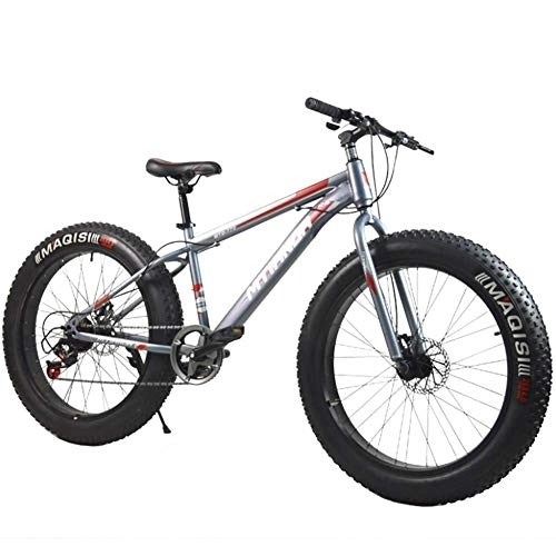 Fat Tyre Bike : CHHD 26 Inch Mountain Bike / Dual Disc Brake Variable Speed 4.0 Tire Aluminum Alloy Thickened Rim Snowmobile 7 Speed, Suitable For Adult Fat Man Woman Driving, White