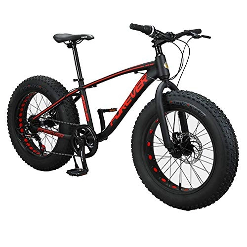 Fat Tyre Bike : CXY-JOEL Kids Mountain Bikes, 20 inch 9-Speed Fat Tire Anti-Slip Bikes, Aluminum Frame Dual Disc Brake Bicycle, Hardtail Mountain Bike, Red Suitable for Men and Women, Cycling and Hiking (Color : Red)