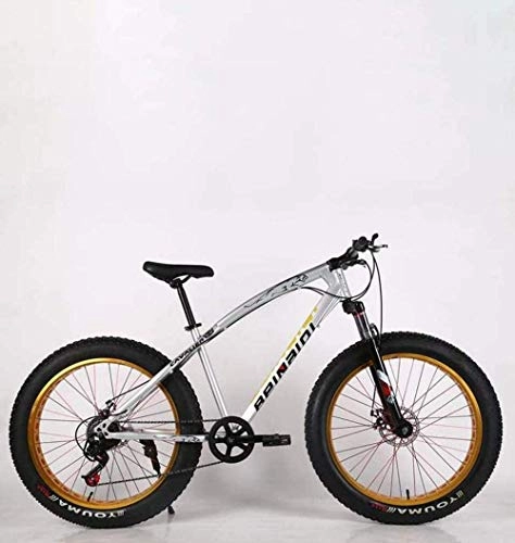 Fat Tyre Bike : CXY-JOEL Mens Adult Fat Tire Mountain Bike Double Disc Brake Beach Snow Bicycle High-Carbon Steel Frame Cruiser Bikes 26 inch Wheels-Orange_21 Speed, Grey