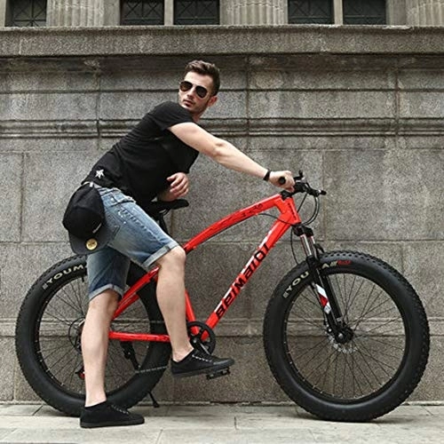 Fat Tyre Bike : DULPLAY 24 Inch Folding Fat Mountain Bike, Big Tire Snowmobile Mountain Bicycle For Men Women, Dual Disc Brakes Adult Mountain Bikes Pink 24", 24-speed