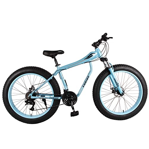 Fat Tyre Bike : Fat Tire Bike For Mountain / snow / road, 26-Inch Wheels, 21-Speed, Aluminum Frame Bike 10 Old Girl 24 Inch (Blue, 152 * 82 * 29CM)