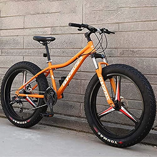 Fat Tyre Bike : JAJU 21 speed Mountain Bikes, 26 Inch Fat Tire Hardtail Snowmobile, Dual Suspension Frame and Suspension Fork All Terrain Men's Mountain Bicycle Adult Mountain Bike.