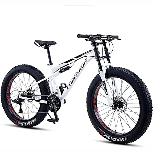 Fat Tyre Bike : LapooH Mountain-Bicycles Sport, Mens All-Terrain Fat Tire Mountain Bike, 21 / 24 / 27 / 30 Speed Drivetrain, 26-inch Wheels, 11CM Wide Tires, D, 27 speed