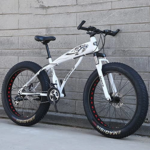 Fat Tyre Bike : LHQ-HQ Adults Mountain Trail Bike, 26" Fat Tire, 27 Speed, High-Carbon Steel Frame, Fork Suspension, ​Shimano Shift Kit, Loading 200Kg, A