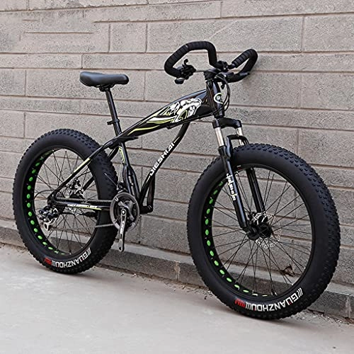 Fat Tyre Bike : LHQ-HQ Adults Mountain Trail Bike, Butterfly Handlebar, 26" Fat Tire, 24 Speed, High-Carbon Steel Frame, Fork Suspension, ​Shimano Shift Kit, Loading 200Kg, E
