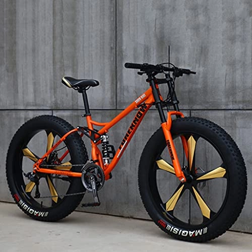 Fat Tyre Bike : LHQ-HQ Off-Road Mountain Bike, 26" Fat Tire, 27 Speed, High-Carbon Steel Frame, Dual-Suspension, Loading 200Kg, Suitable for Adults Teens, B