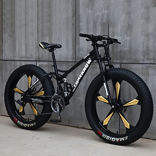 Fat Tyre Bike : LHQ-HQ Off-Road Mountain Bike, 26" Fat Tire, 30 Speed, High-Carbon Steel Frame, Dual-Suspension, Loading 200Kg, Suitable for Adults Teens, C