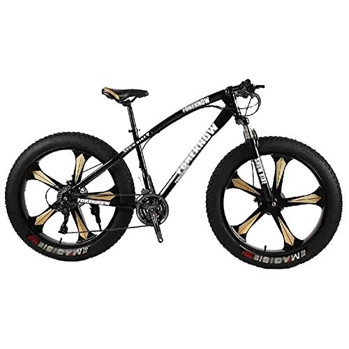 Fat Tyre Bike : LILIS Mountain Bike Folding Bike Bicycle MTB Adult Big Tire Beach Snowmobile Bicycles Mountain Bike For Men And Women 26IN Wheels Adjustable Speed Double Disc Brake (Color : Black, Size : 21 speed)