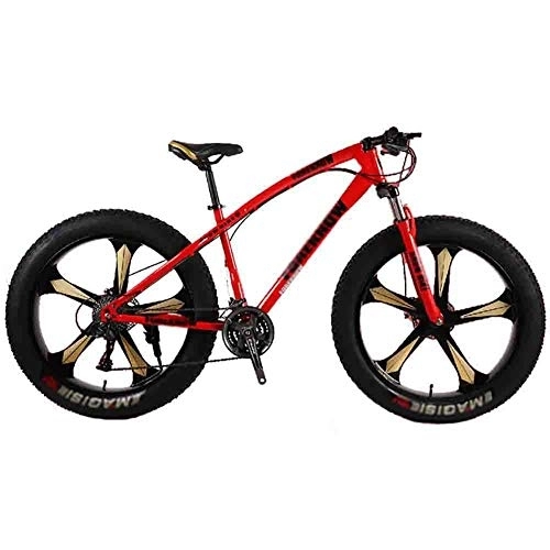 Fat Tyre Bike : LILIS Mountain Bike Folding Bike Bicycle MTB Adult Big Tire Beach Snowmobile Bicycles Mountain Bike For Men And Women 26IN Wheels Adjustable Speed Double Disc Brake (Color : Red, Size : 24 speed)