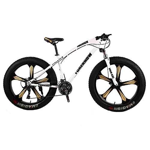 Fat Tyre Bike : LILIS Mountain Bike Folding Bike Bicycle MTB Adult Big Tire Beach Snowmobile Bicycles Mountain Bike For Men And Women 26IN Wheels Adjustable Speed Double Disc Brake (Color : White, Size : 21 speed)
