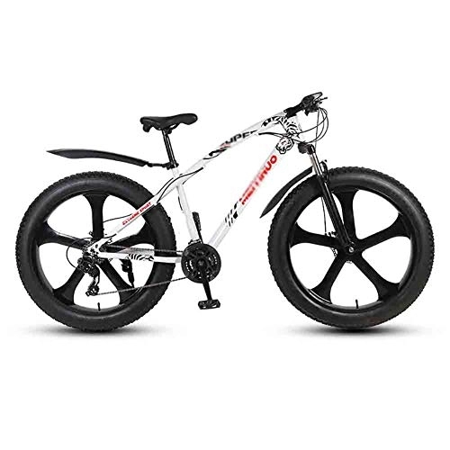 Fat Tyre Bike : LILIS Mountain Bike Folding Bike Bicycle MTB Adult Mountain Bikes Beach Bike Snowmobile Bicycles Big Tire For Men And Women 26IN Wheels Double Disc Brake (Color : White, Size : 21 speed)