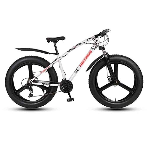 Fat Tyre Bike : LILIS Mountain Bike Folding Bike Bicycle MTB Adult Mountain Bikes Beach Bike Snowmobile Bicycles For Men And Women 26IN Wheels Double Disc Brake (Color : White, Size : 21 speed)