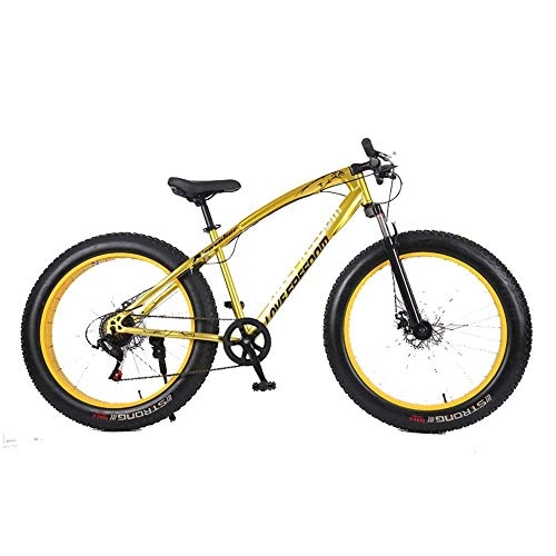 Fat Tyre Bike : LIPENLI Outdoor sports Fat Bike, 26 inch cross country mountain bike 7 speed beach snow mountain 4.0 big tires adult outdoor riding (Color : Yellow)