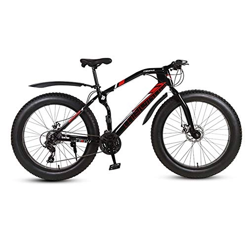 Fat Tyre Bike : Men Double Disc Brake Fat Bike Outroad Mountain Bike, RNNTK Wide Tire Off-road Variable Speed Bicycle Adult Mountain Bicycle, A Variety Of Colors Men And Women A -21 Speed -26 Inches
