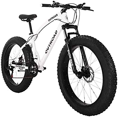 Fat Tyre Bike : Mountain Bike 26 inch Fat Tire High-Carbon Steel Frame 21-Speed Disc Brake and Shock Absorber ForkMountain Bike 26 inch Fat Tire High-Carbon Steel Frame Bikes 21-Speed Disc Brake Bicycles