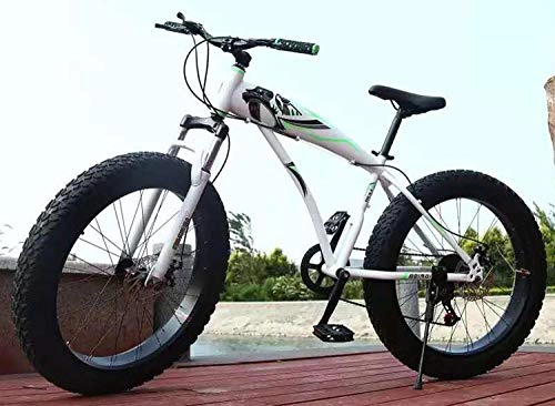 Fat Tyre Bike : peipei 7 / 21 / 24 / 27 Speeds Mountain Bicycle 26 Inch Fat Tire Snowmobile Disc Brake Shock Absorber Student Bicycle Mountain Bike-White_24Inch_27
