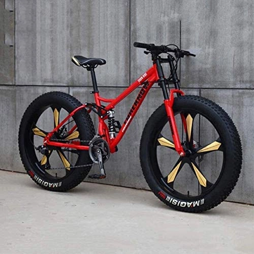 Fat Tyre Bike : Smisoeq Mountain bikes 26 inches 7 / 21 / 24 / 27 speed bike, male student Ms. speed bike, men's fat tire mountain bike (Color : Red, Size : 21 Speed)