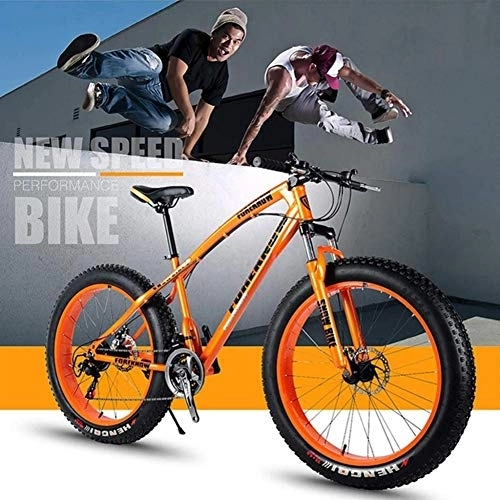 Fat Tyre Bike : TRGCJGH Mountain Bikes 26 Inches, Fat Tire Mountain Bike Off-Road Beach Snowmobile High-Carbon Steel Hardtail Shock Absorption, A-7speed