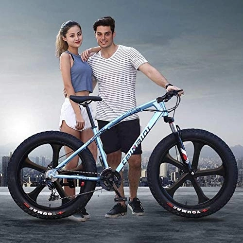 Fat Tyre Bike : TRGCJGH Mountain Bikes High-Carbon Steel Hardtail Dual Disc Brake Bicycle 7 / 21 / 24 / 27 Speeds Shock Absorption Mountain Bicycle For Adult, 26inches-21Speed