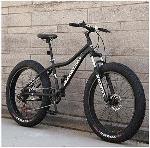Fat Tyre Bike : ZYLE 26 Inch Mountain Bikes, High-carbon Steel Hardtail Mountain Bike, Fat Tire All Terrain Mountain Bike, Women Men's Anti-Slip Bikes (Color : Black, Size : 24 Speed)