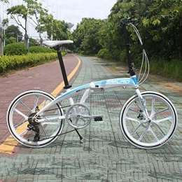 ANJING Plegables ANJING Bicicleta Plegable de 33 Libras de Aluminio Ligero Shimano 6-Speed 20in Bicicleta Plegable para Adultos, Whiteblue