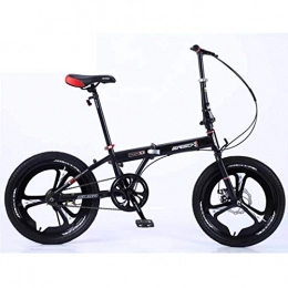 MUYU Plegables Bicicleta de una Sola Velocidad Bicicleta Unisex Bicicleta Doble Disco Freno Marco de Acero al Carbono, Black, 24inches