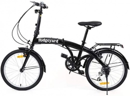 Desconocido Plegables Bicicleta plegable de 20 pulgadas con 7 marchas, con luz LED de batería y soporte trasero, color negro