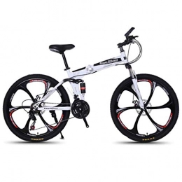 MUYU Plegables Bicicleta Plegable De 26 Pulgadas Bicicletas para Adultos para Hombres, Mujer Sistema De Frenos De Doble Disco, Blanco