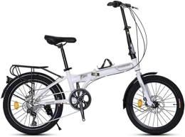 ZLYJ Plegables Bicicleta Plegable para Adultos 20 Pulgadas, Bicicleta 7 Velocidades, Bicicleta Portátil Ultraligera, Bicicleta con Frenos Disco Mecánicos Delanteros Traseros White