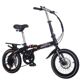 JAMCHE Plegables Bicicleta plegable para adultos, bicicleta plegable de 6 velocidades, bicicleta de suspensión total de acero con alto contenido de carbono, bicicleta urbana con freno de disco doble, bicicleta de cer