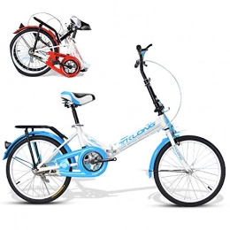 Bicicleta Plegable Urbana Bicicleta Plegable De Aluminio De 20 Pulgadas Bicicleta Plegable Street, con Amortiguador, De Choque Doble Disco Frenos, Sillin Confort, Unisex Adulto,Azul