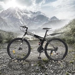 Brride Plegables Brride Bicicleta de montaña de 26 pulgadas para adultos, bicicleta plegable de 21 velocidades, freno de disco doble, marco de acero al carbono de alto rendimiento, absorción de impactos delantera y