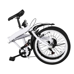hinnhonay Bicicleta plegable blanca de 6 velocidades de 20 pulgadas,Bicicleta de ciudad plegable para adultos,Se puede utilizar para viajeros